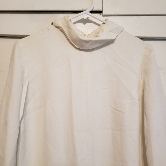 Vintage 1960s-1970s Mod White Cream Crepe Wide Leg Jumpsuit Medium Large - Picture 6 of 14